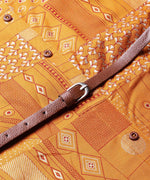 Thumbnail for Juniper Womens Mustard Rayon Geometric Foil Printed Handkerchief Dress - Distacart