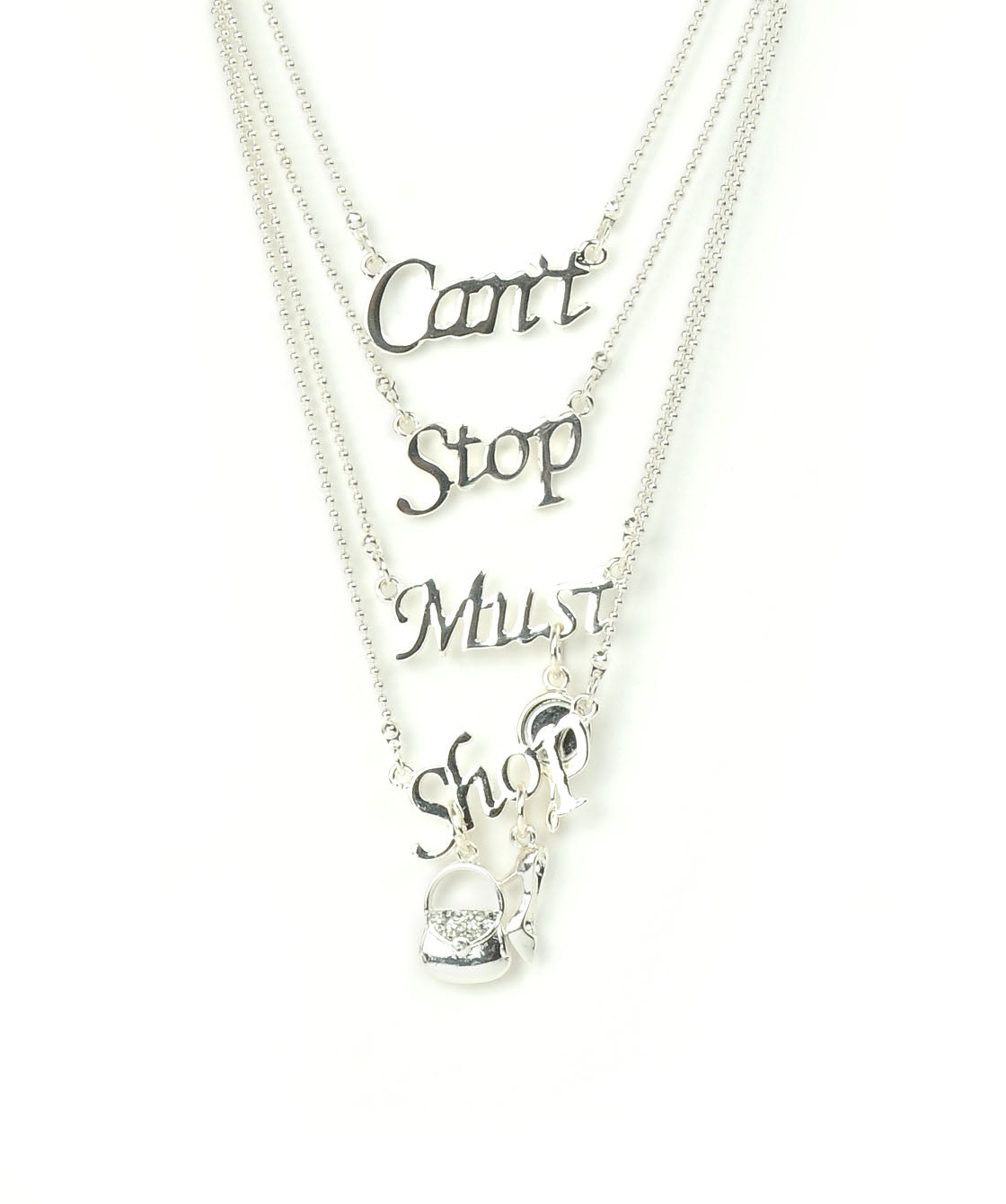 Silver-Plated Alloy Quotation Layered Necklace - The Pari - Distacart