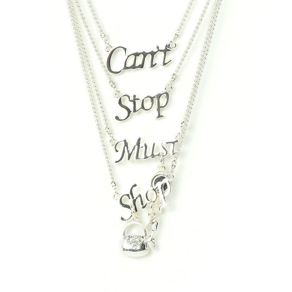 Silver-Plated Alloy Quotation Layered Necklace - The Pari - Distacart