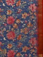 Thumbnail for Saree Mall Navy Blue & Red Linen Blend Printed Saree - Distacart