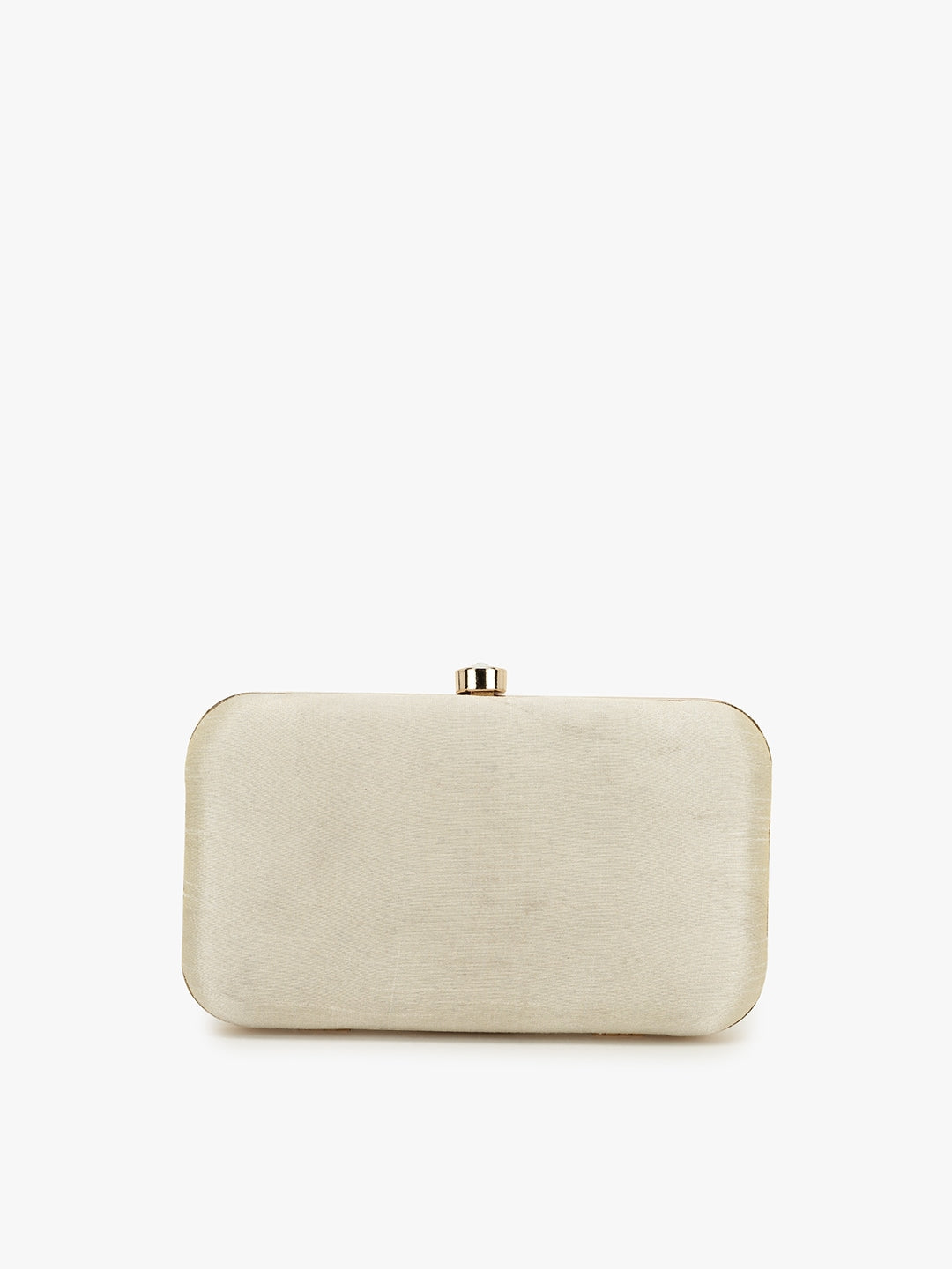 Anekaant Off White & Gold-Toned Embellished Box Clutch - Distacart
