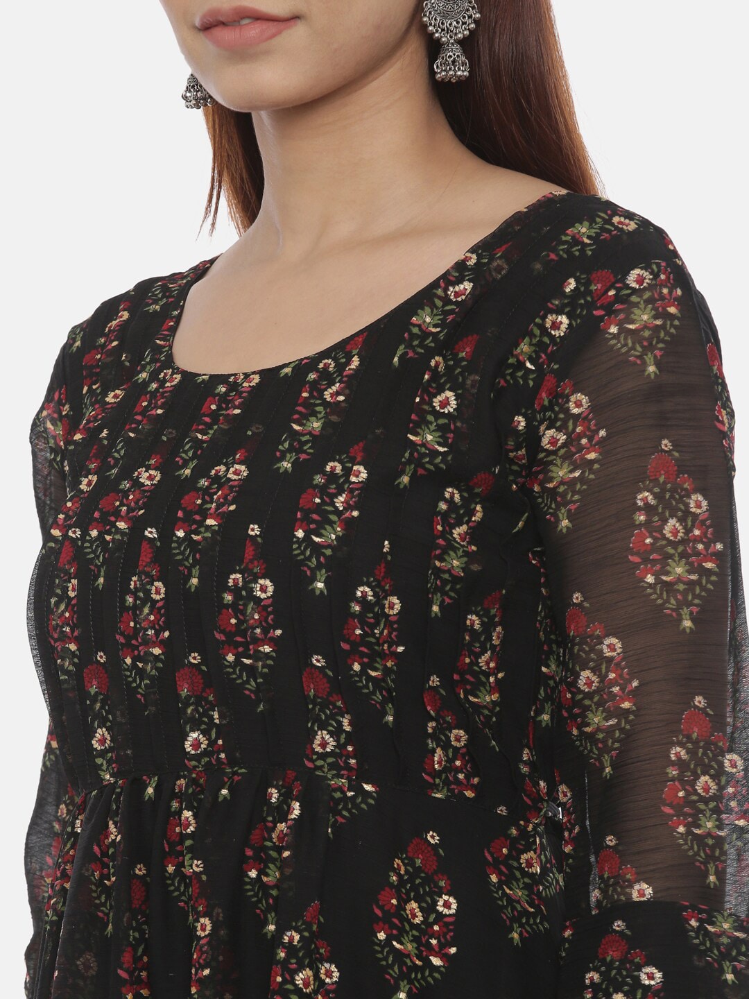 Souchii Women Black Printed Fit and Flare Dress - Distacart