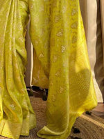 Thumbnail for Kalini Floral Woven Design Zari Detailed Banarasi Saree - Distacart