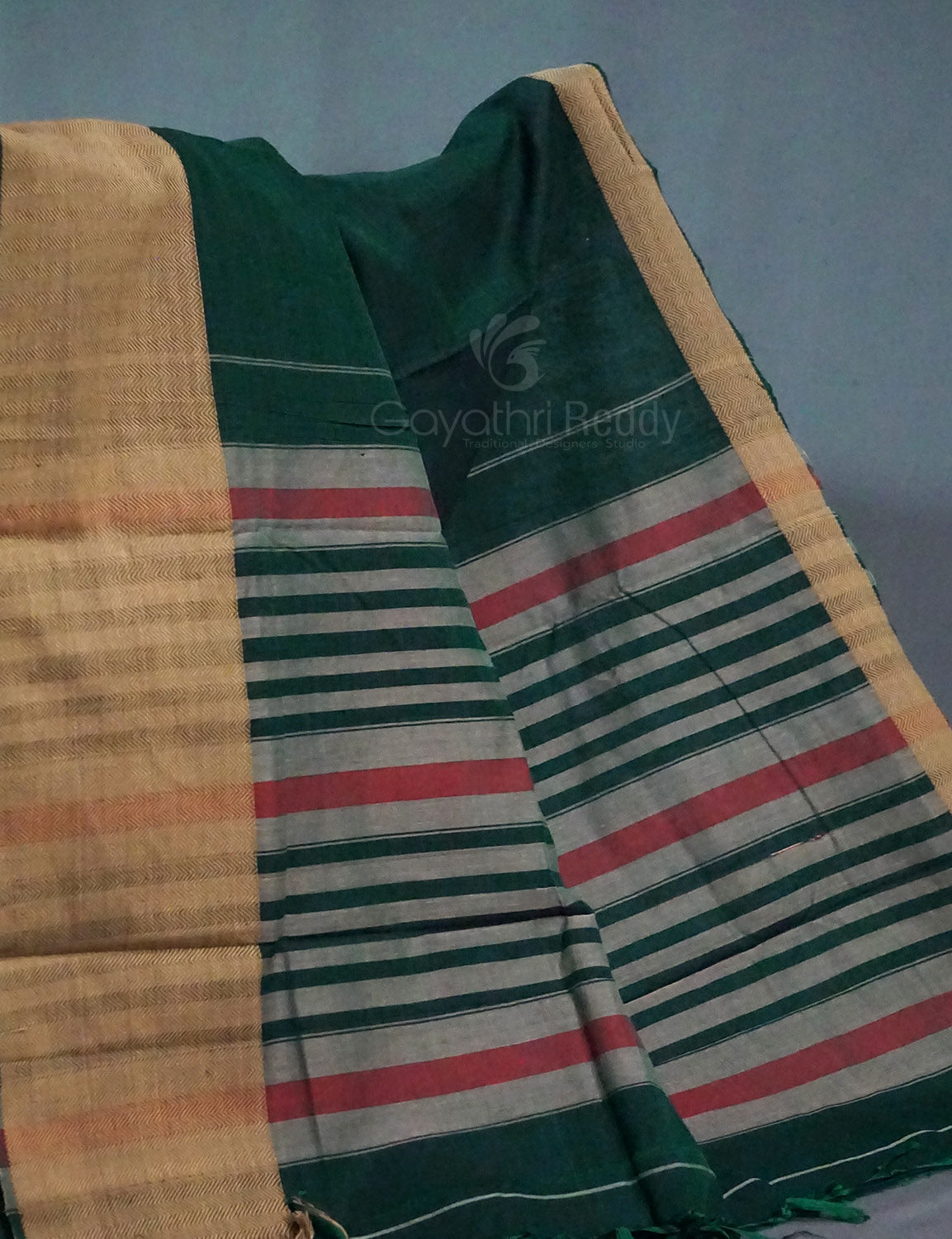 Kalanetha Bottle Green Pure Narayanpet Cotton Saree By Gayathri Reddy Designer Studio - Distacart