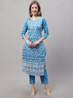 Thumbnail for Kalini Floral Embroidered Kurta with Trousers & Dupatta - Distacart