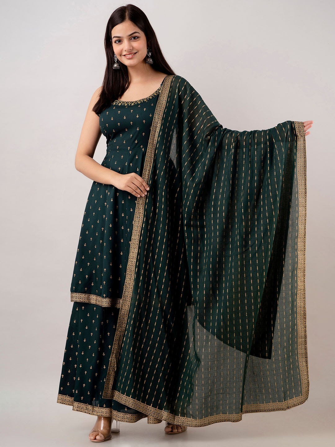 Kalini Women Floral Embroidered Kurta With Sharara & Dupatta - Distacart