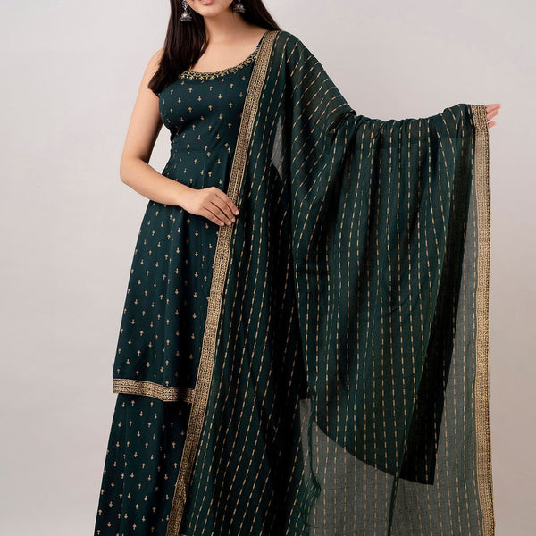 Kalini Women Floral Embroidered Kurta With Sharara & Dupatta - Distacart