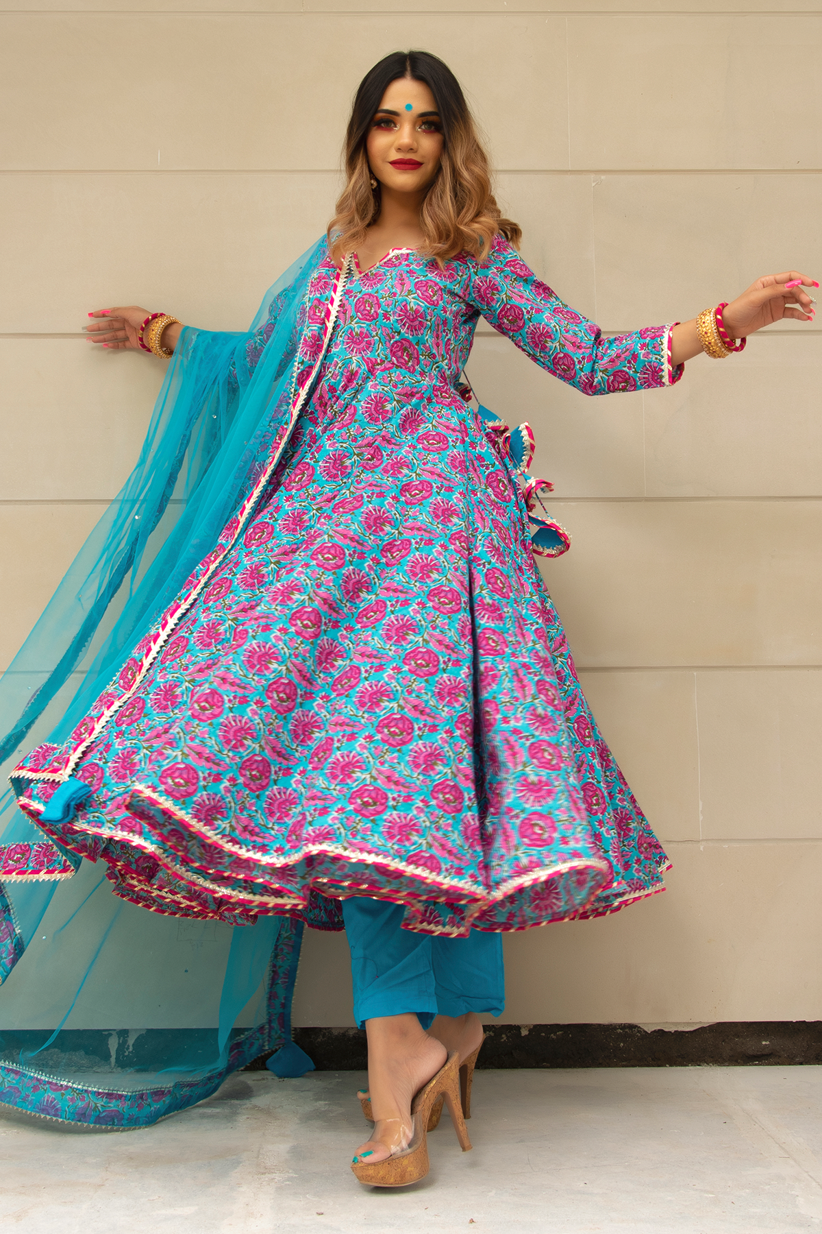 Get Printed Anarkali Kurti At Wholesale Price at Rs.499/Piece in jaipur  offer by Black Kite And Company