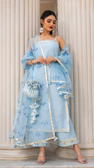 Pomcha Jaipur Zaara Blue Suit Set - Distacart