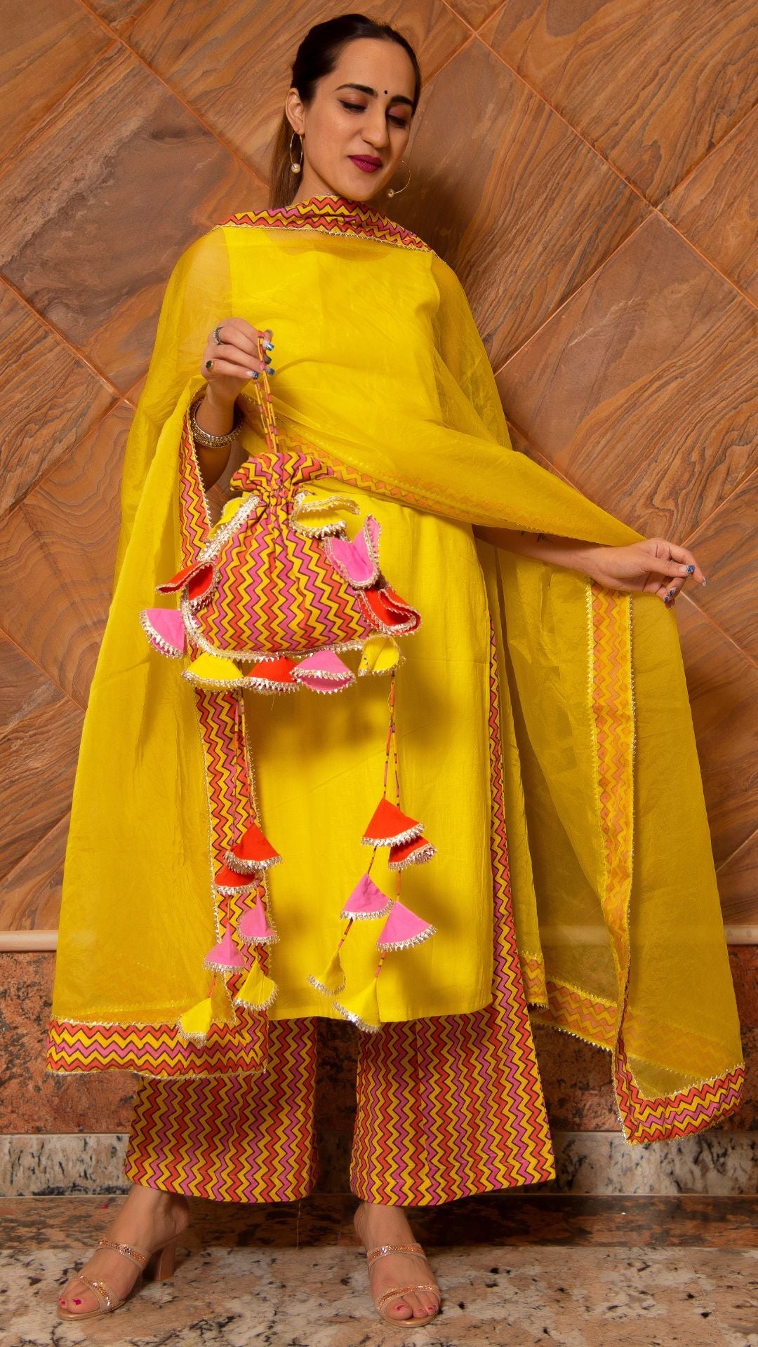 Pomcha Jaipur Siya Yellow Cotton Suit Set - Distacart
