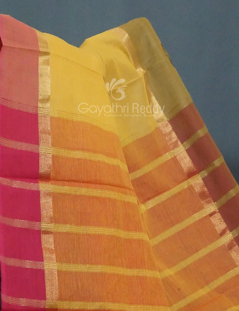 Shades of Yellowish Pure Mangalgiri Cotton By Gayathri Reddy Designer Studio - Distacart