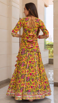 Thumbnail for Pomcha Jaipur Nitara Cotton Hand Block Skirt Set - Distacart