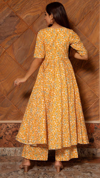 Thumbnail for Pomcha Jaipur Suraiya Leaf Cotton Angrakha Set - Distacart