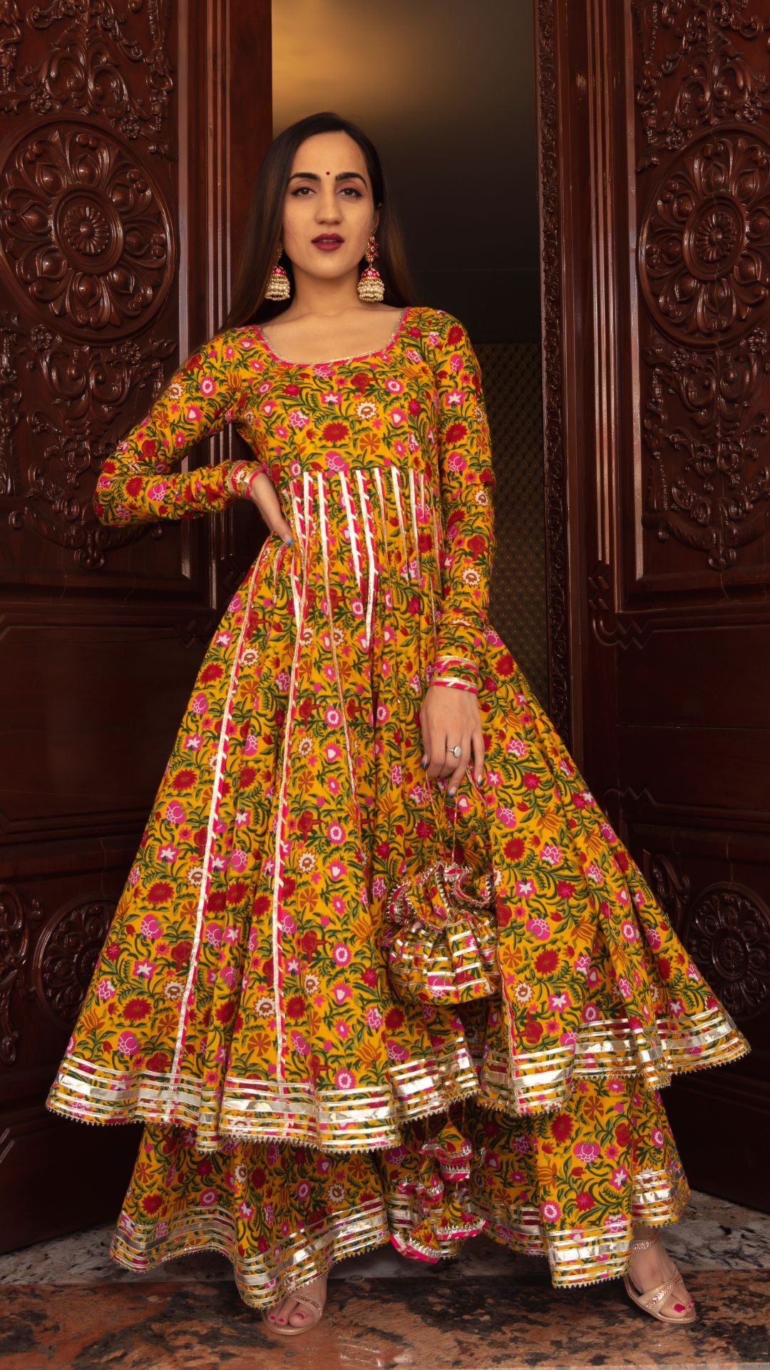 Buy Pomcha Jaipur Yellow Berry Cotton Anarkali Set Online at Best Price |  Distacart