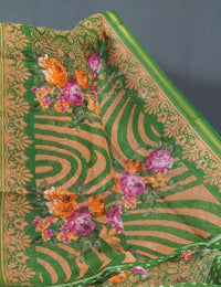 Thumbnail for Shades of Parrot Green Colour Floral Design Semi Chanderi Saree By Gayathri Reddy Designer Studio - Distacart