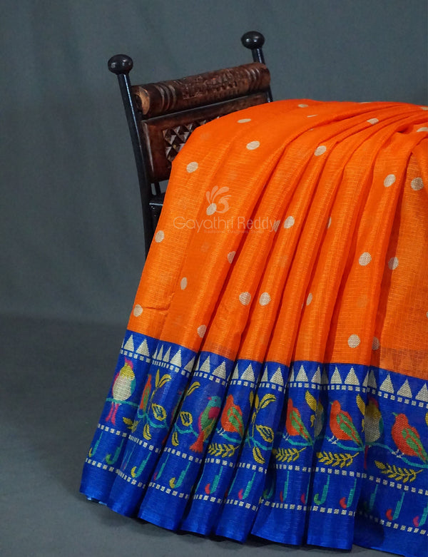 Dark Orange Colored with Buttes Semi Silk Kota Saree By Gayathri Reddy Designer Studio - Distacart