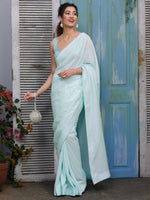 Thumbnail for Koskii Blue & Silver-Toned Embellished Sequinned Saree - Distacart