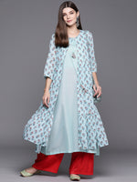 Thumbnail for Biba Women Turquoise Blue Floral Printed Kurta - Distacart