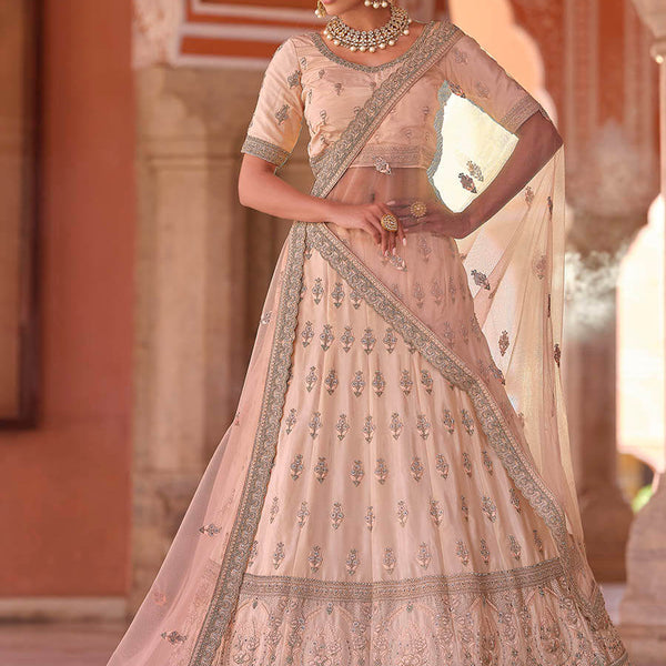 Myra Peach Embroidered Designer Lehenga Choli - Distacart