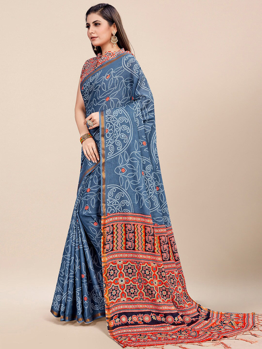 Kalini Bandhani Printed Pure Cotton Bandhani Saree - Distacart