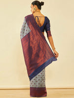 Thumbnail for Soch Grey & Pink Ethnic Motifs Woven Design Zari Saree - Distacart