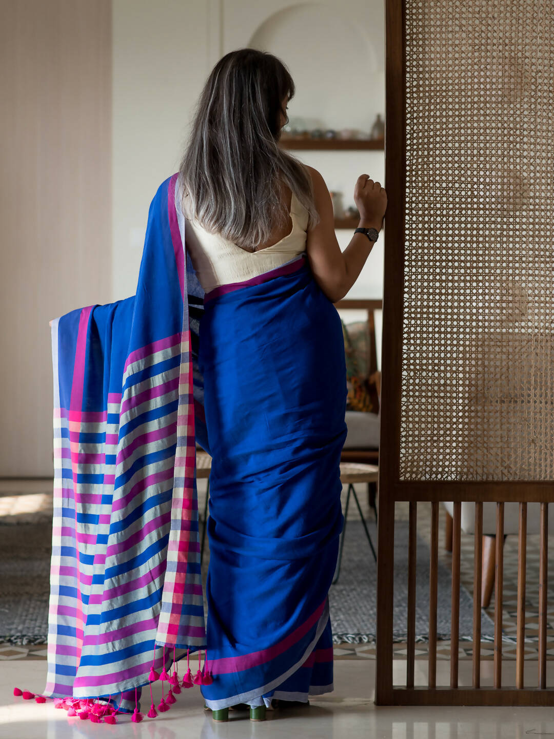 Suta Multi Color Woven Design Cotton Blend Saree - Distacart
