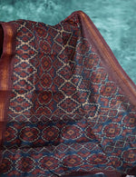 Thumbnail for Shades Of Dark Rust Geomatrical Design Semi Chanderi Saree By Gayathri Reddy Designer Studio - Distacart