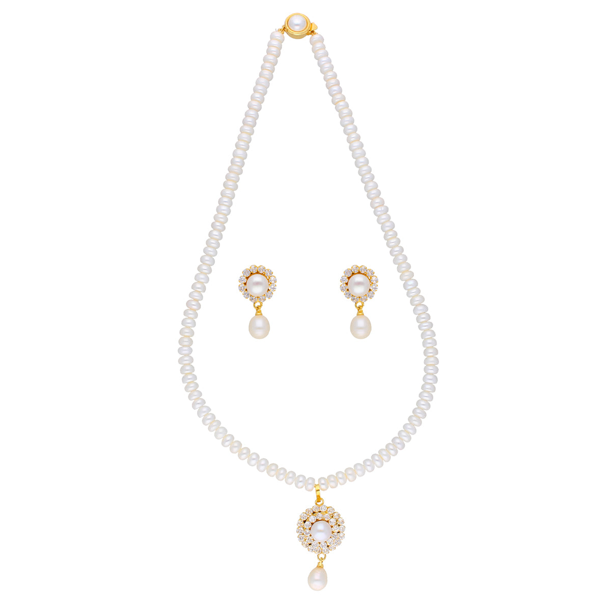 J Pearls Royal Pearl Set - Real Pearl Jewelry - Distacart