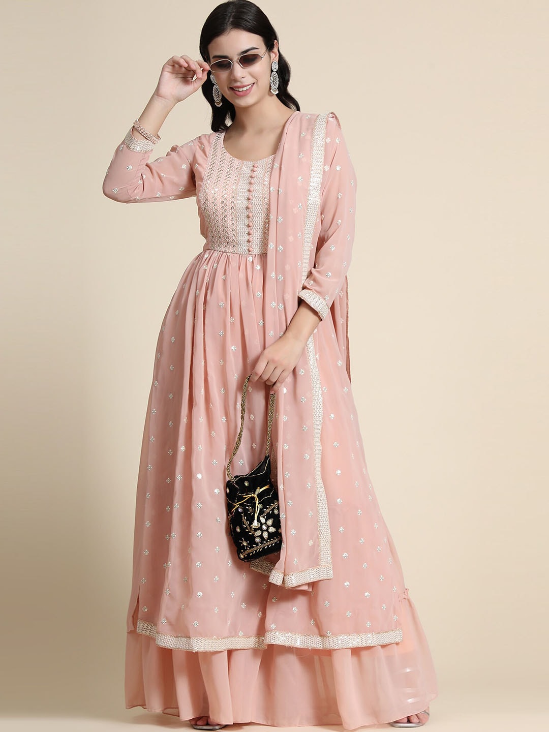 Buy Kalini Ethnic Motifs Embroidered Regular Sequinned Kurta With Sharara & Dupatta Online at Low Prices - Indian Store Buy Kalini Ethnic Motifs Embroidered Regular Sequinned Kurta With Sharara & Dupatta Online at Low Prices - Indian Store