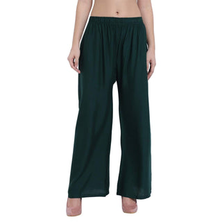 PAVONINE Bottle Color Straight Fit Rayon Fabric Palazzo For Women - Distacart