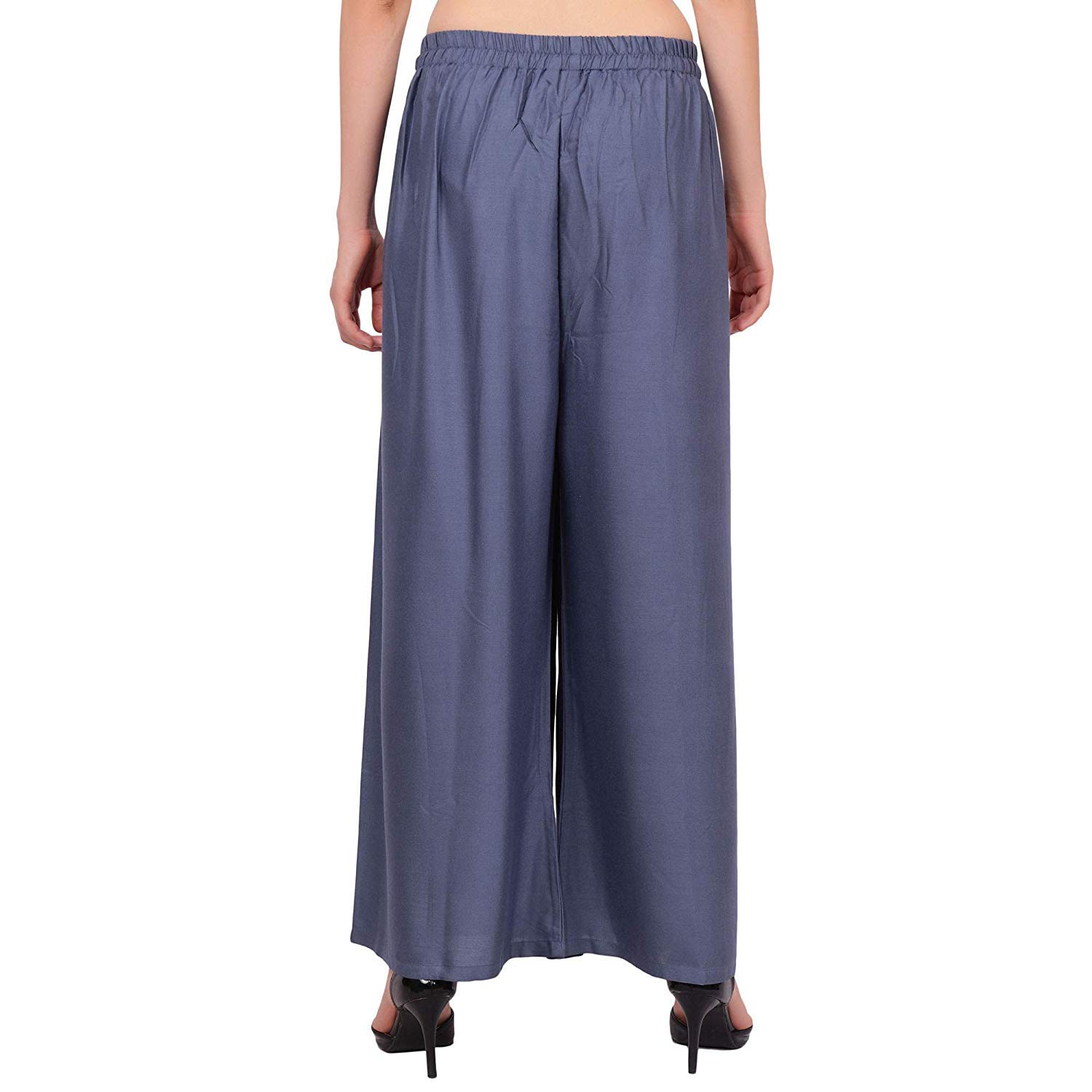 PAVONINE Grey Color Straight Fit Rayon Fabric Palazzo For Women - Distacart