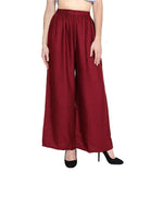 Thumbnail for PAVONINE Maroon Color Straight Fit Rayon Fabric Palazzo For Women - Distacart