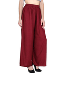 Thumbnail for PAVONINE Maroon Color Straight Fit Rayon Fabric Palazzo For Women - Distacart