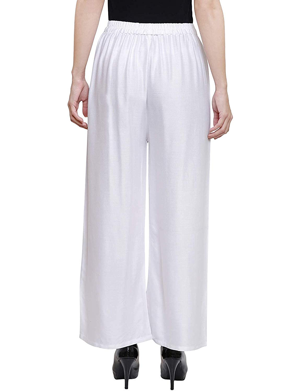 PAVONINE White Color Straight Fit Rayon Fabric Palazzo For Women - Distacart