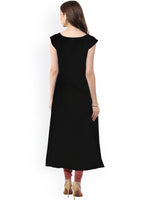 Thumbnail for Janasya Black Floral Print A-Line Kurta - Distacart