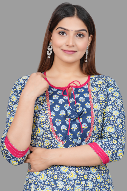 House of RP Women's NavyBlue Rayon Floral Print Kurta - Distacart