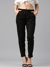 Thumbnail for Jaipur Kurti Women Black Trousers - Distacart