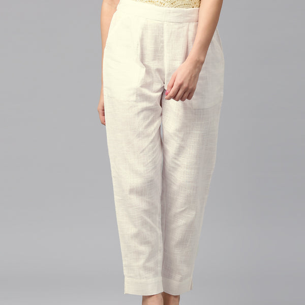Jaipur Kurti Women White Trousers - Distacart