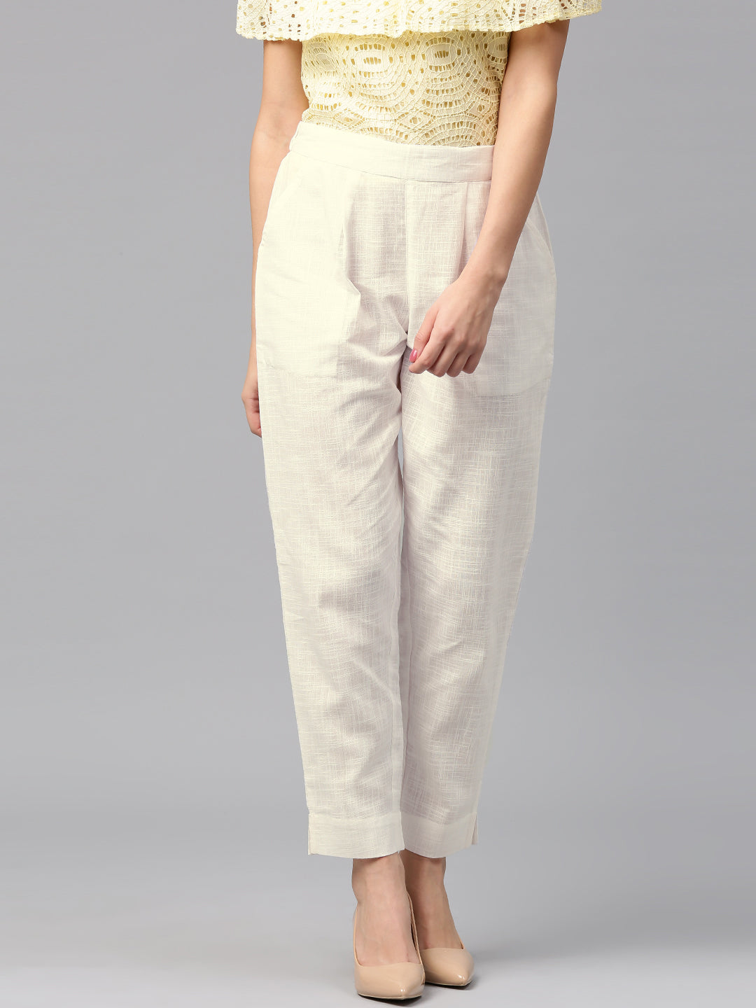 Jaipur Kurti Women White Trousers - Distacart