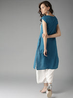 Thumbnail for HERE&NOW Women Blue & Off-White Printed Straight Kurta - Distacart