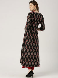 Thumbnail for Libas Crimson A-Line Kurta with Long Ethnic Jacket - Distacart