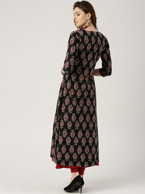 Libas Crimson A-Line Kurta with Long Ethnic Jacket - Distacart