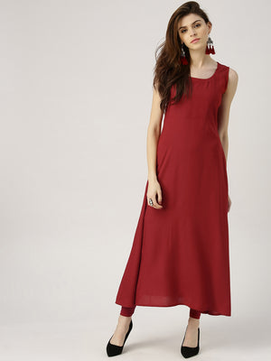 Libas Crimson A-Line Kurta with Long Ethnic Jacket - Distacart