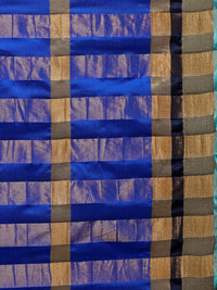 Thumbnail for Saree Mall Blue Striped Silk Blend Saree - Distacart