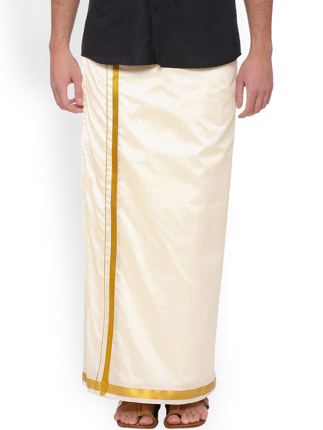 Sethukrishna Cream Solid Readymade Dhoti - Distacart