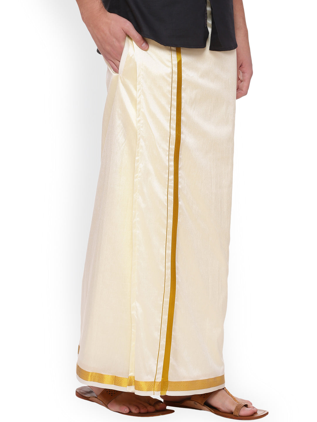 Sethukrishna Cream Solid Readymade Dhoti - Distacart