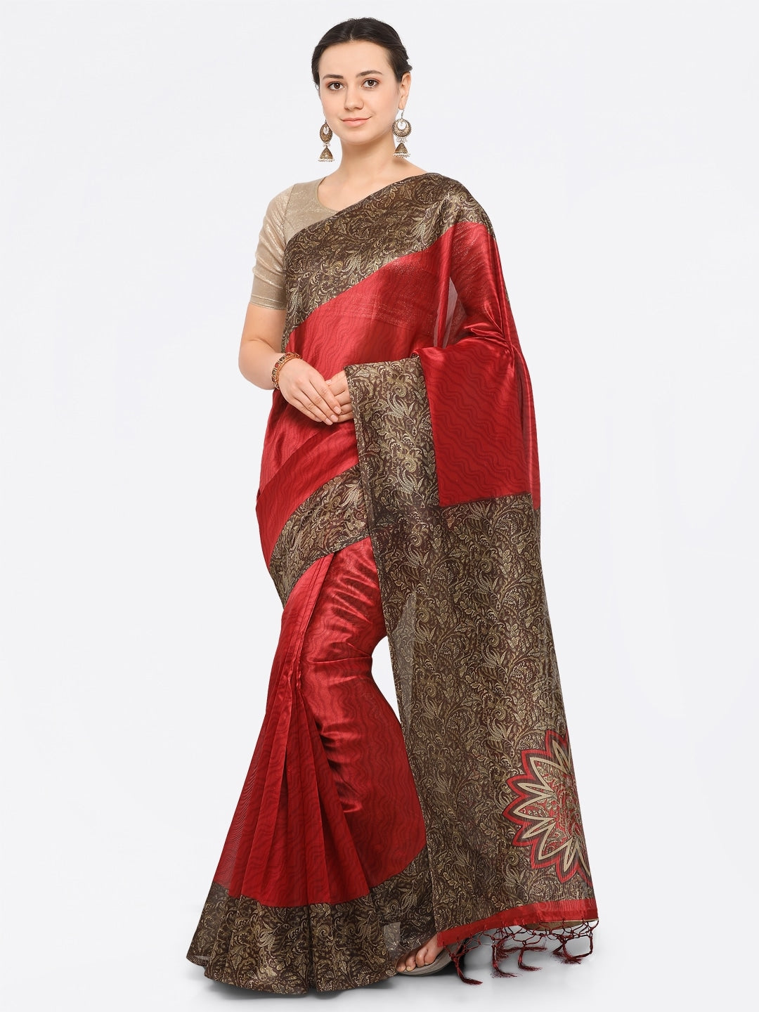 Saree Mall Red Solid Art Silk Saree - Distacart