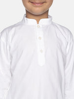 Thumbnail for Sethukrishna Boys White Pure Cotton Kurta with Pyjamas - Distacart