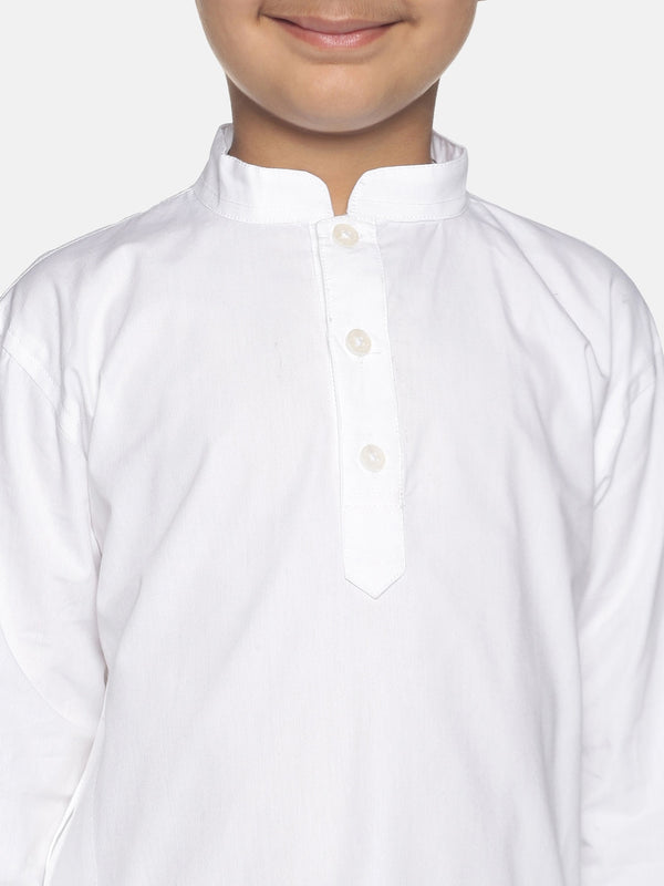Sethukrishna Boys White Pure Cotton Kurta with Pyjamas - Distacart