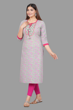 Thumbnail for House of RP Women's Grey Rayon Floral Print Kurta - Distacart